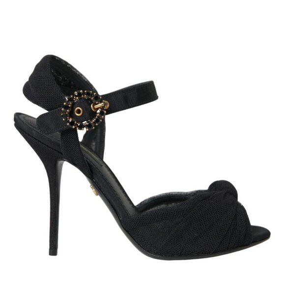 Dolce & Gabbana 145mm rhinestone-embellished Platform  Dolce & Gabbana Dolce & Gabbana Black Suede Embellished Heels Sandals Shoes/EU38